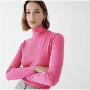 J.CREW Women’s Cotton Tissue Turtleneck in Sweet Fuschia-Size Medium